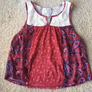 Tank top Paisley and crochet NWOT
